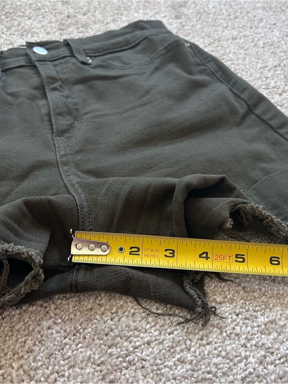 Signature by Levi Strauss Heritage High Rise Loose Straight Shorts Olive Green 4 - Picture 4 of 9